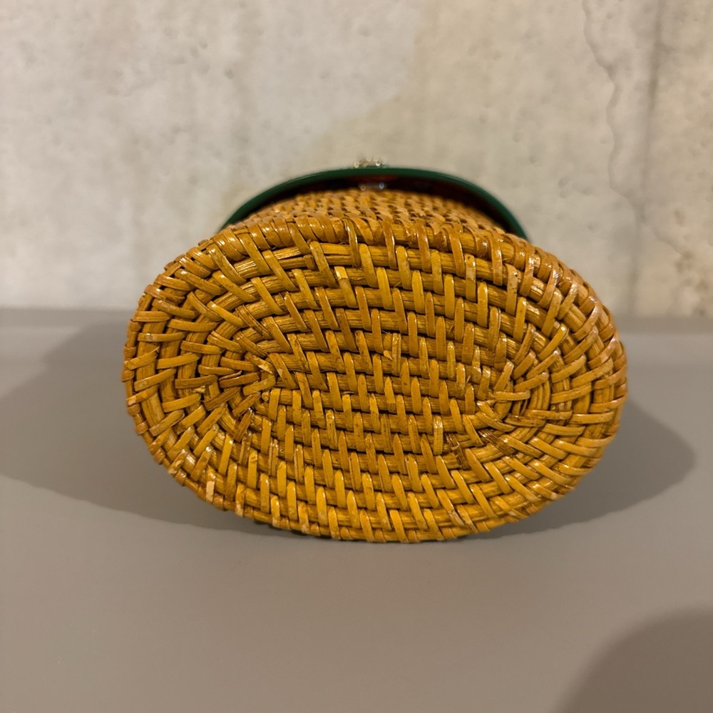 Kate Spade Green & Tan Woven Mini Top-Handle Bucket Bag - Picture 5 of 5